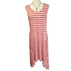 Sundance Striped Linen Jersey Hanky Hem CALPURNIA Sundress costal chic  Sz L